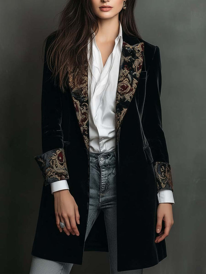 Verity | Black Baroque Lapel Blazer