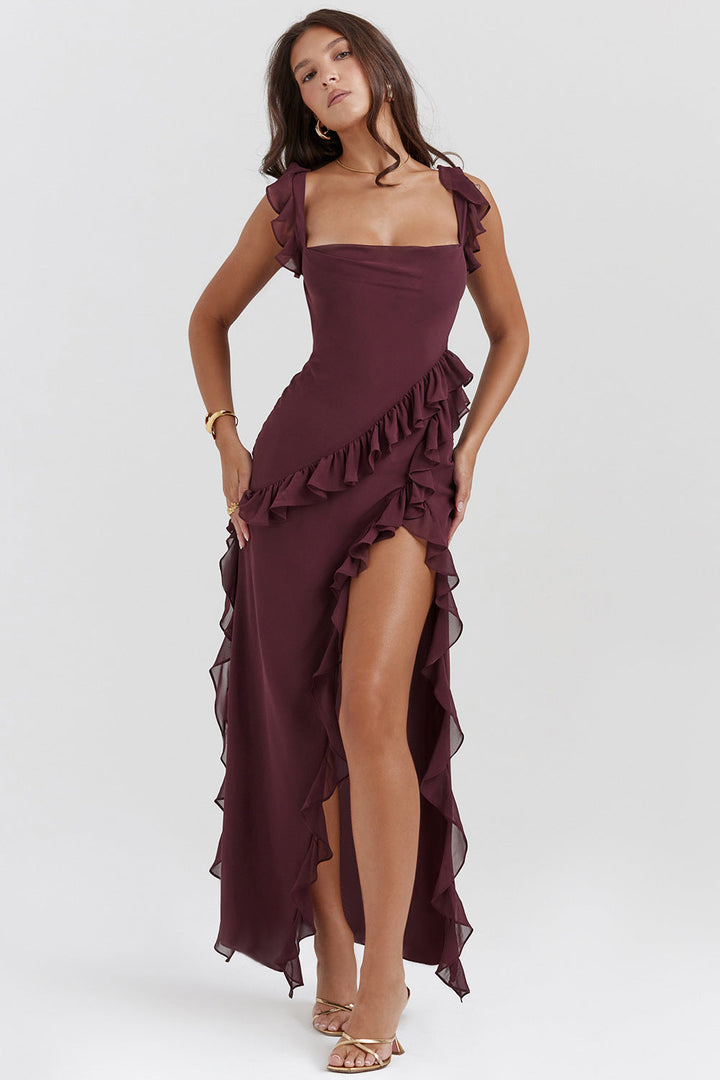 Amira Long Dress – Dark Plum